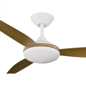 With Light Condor DC Ceiling Fan White with Teak Blades - With Light