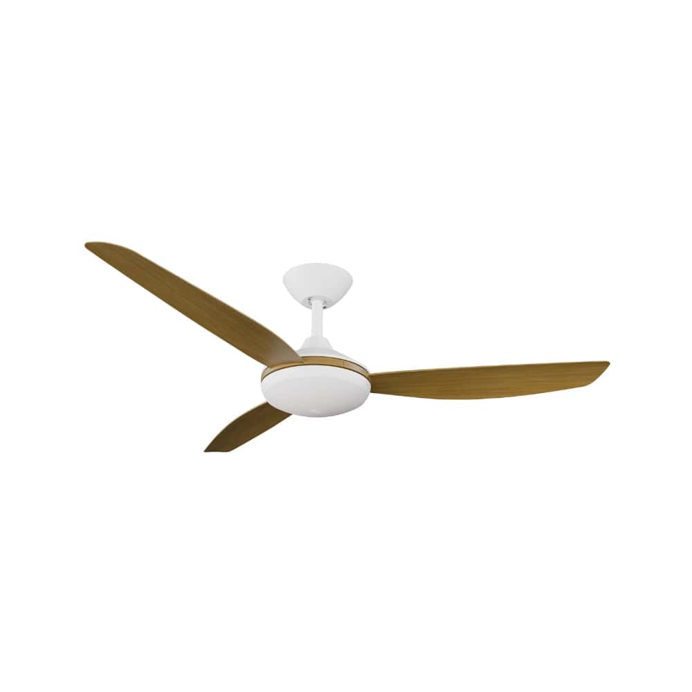 With Light Condor DC Ceiling Fan White with Teak Blades - With Light