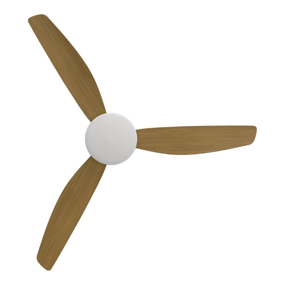 With Light Condor DC Ceiling Fan White with Teak Blades - With Light