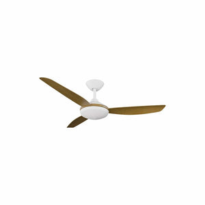 With Light Condor DC Ceiling Fan White with Teak Blades - With Light