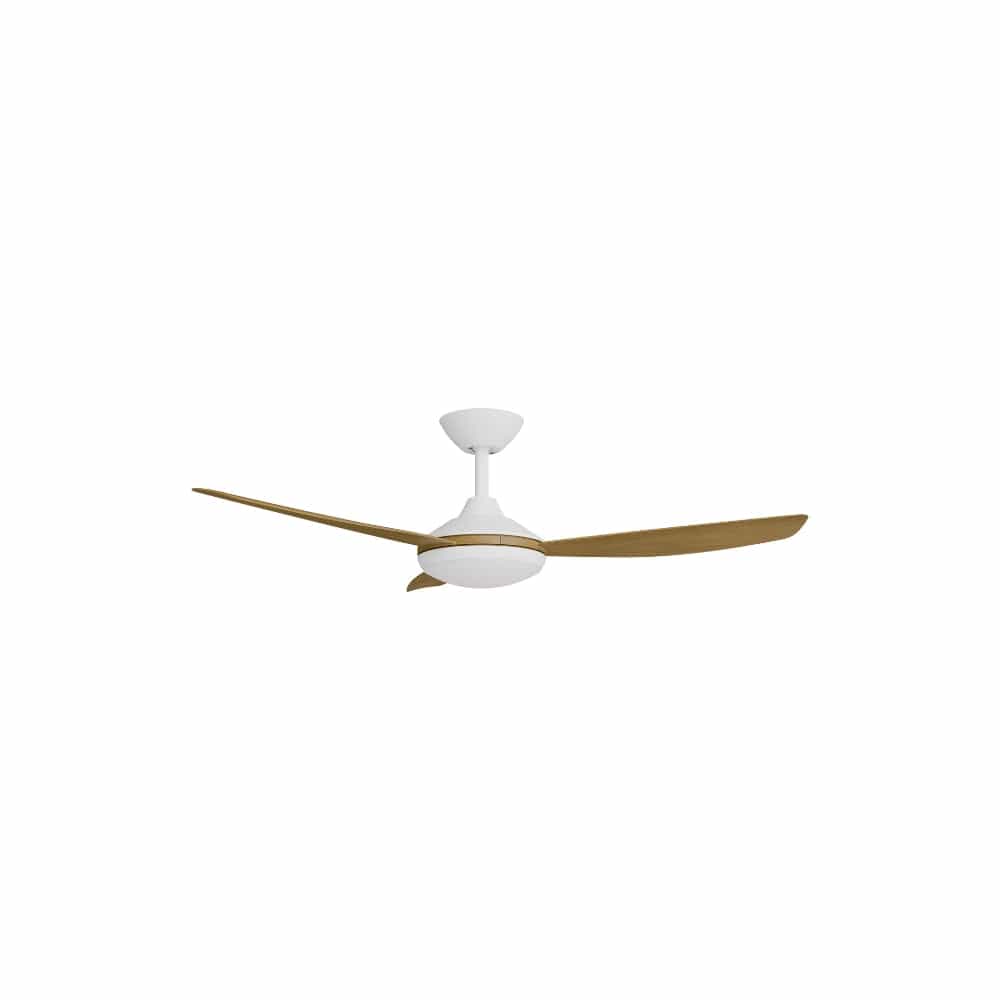 With Light Condor DC Ceiling Fan White with Teak Blades - With Light