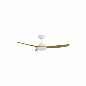 With Light Condor DC Ceiling Fan White with Teak Blades - With Light