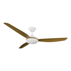 With Light Condor DC Ceiling Fan White with Teak Blades - With Light