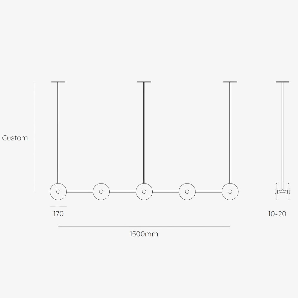 Linear Pendant Coral Linear Rod 10 Lights Pendant