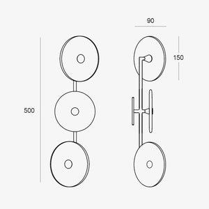 Interior Wall Light / Sconce Coral Trio Rod (Off-Centered) Wall Sconce