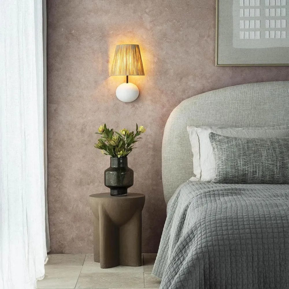Interior Wall Light / Sconce Cove Wall Light White w/ Raffia Shade