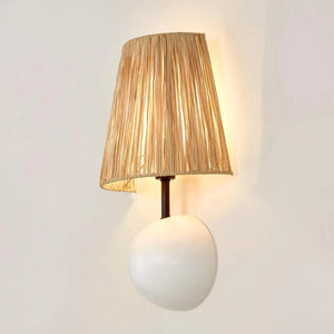 Interior Wall Light / Sconce Cove Wall Light White w/ Raffia Shade