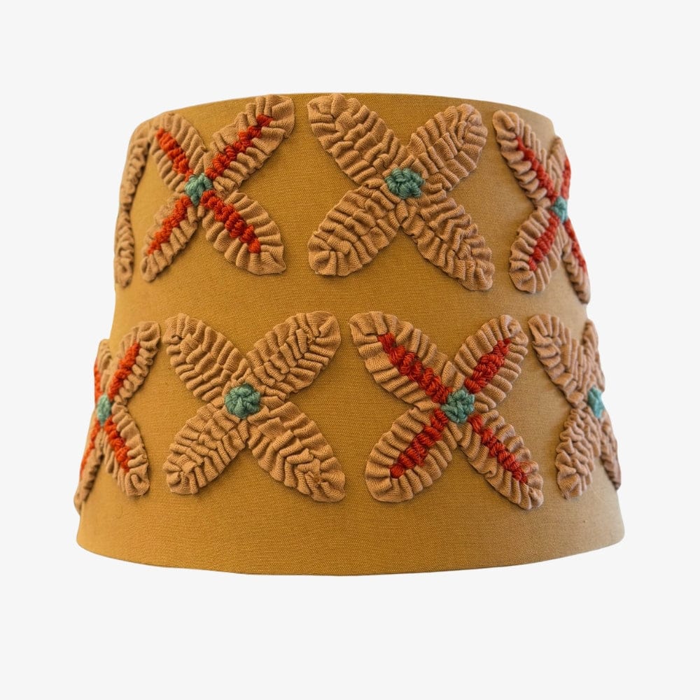 Table Lamps Cross-Stitch Shade – Tan – SOLD AS PAIR – CLEARANCE (Ex-display)