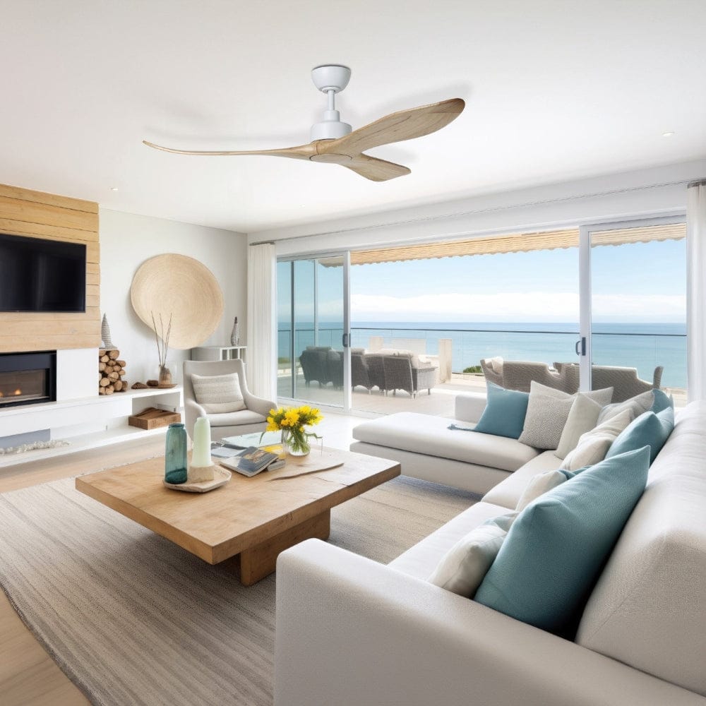 Without Light Currumbin Ceiling Fan Natural and White