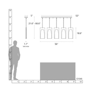 Linear Pendant Cypress 5 Light Linear Pendant