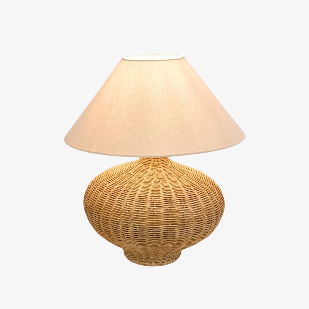 Table Lamps Dallas Rattan Table Lamp with linen shade