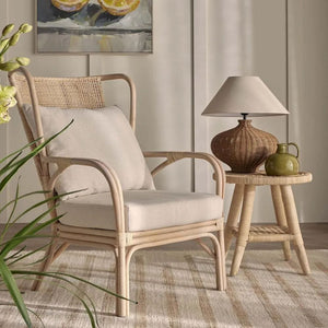 Table Lamps Dallas Rattan Table Lamp with Linen Shade