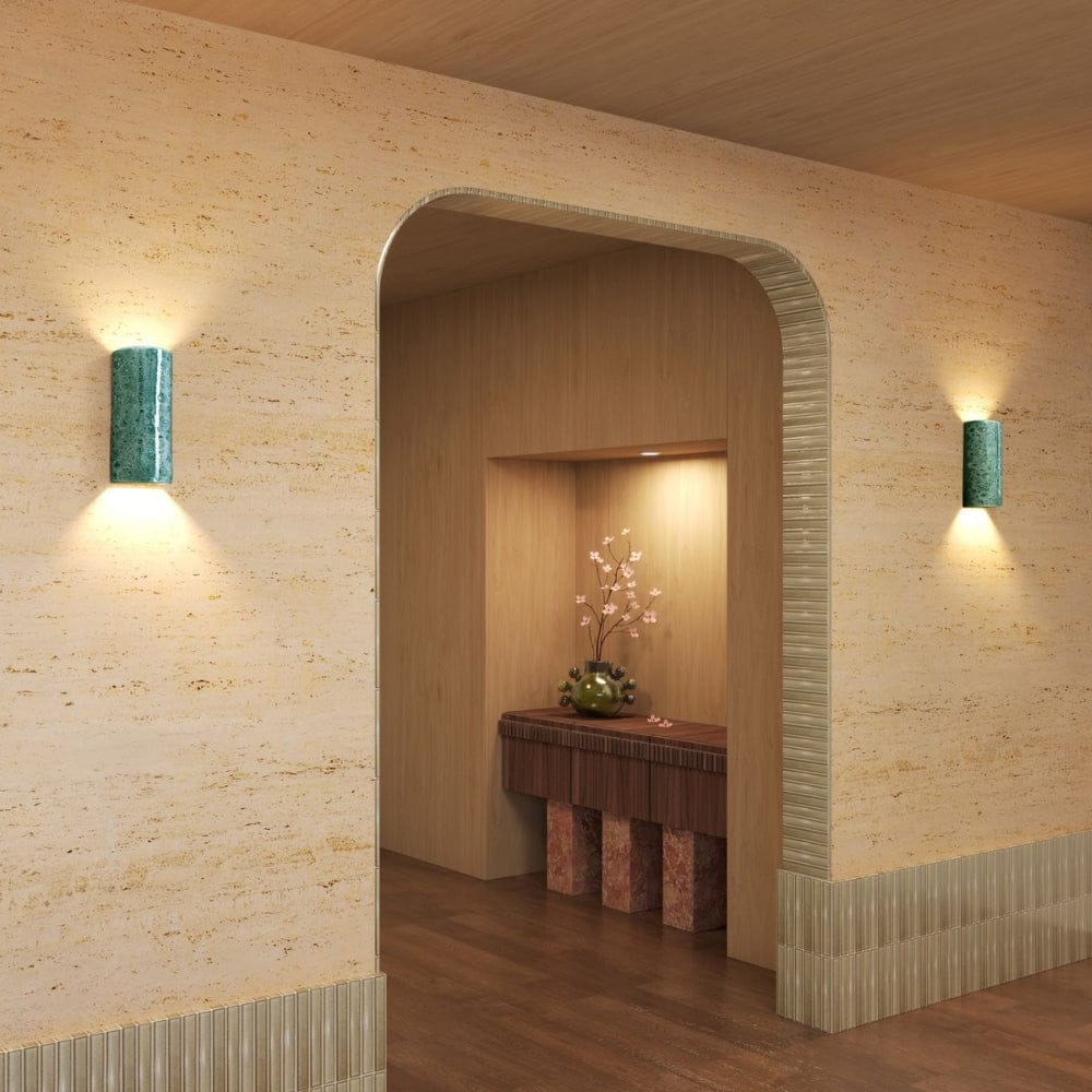 Exterior Wall Light Dawn Tall Exterior Wall Light in Pickled Olives
