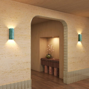 Exterior Wall Light Dawn Tall Exterior Wall Light in Pickled Olives