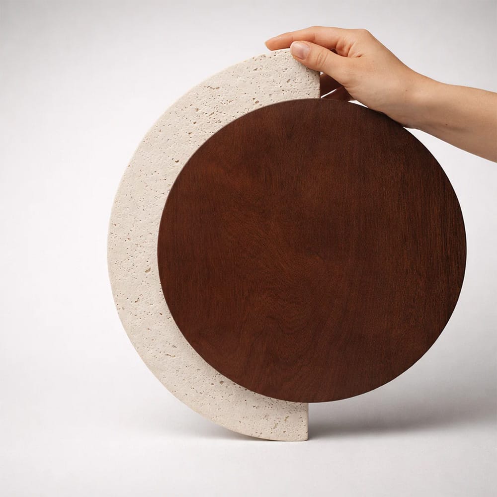 Interior Wall Light / Sconce Eclipse Natural Stone & Wood Wall Light