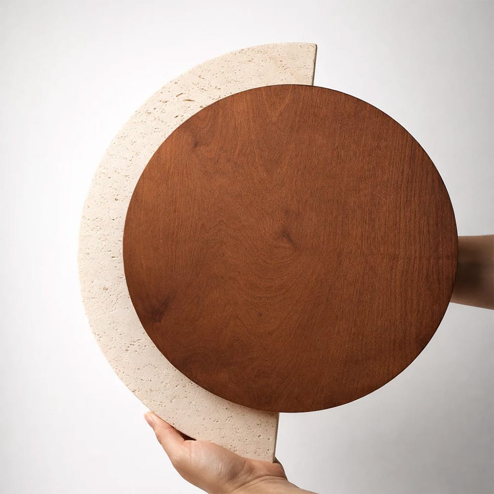 Interior Wall Light / Sconce Eclipse Natural Stone & Wood Wall Light