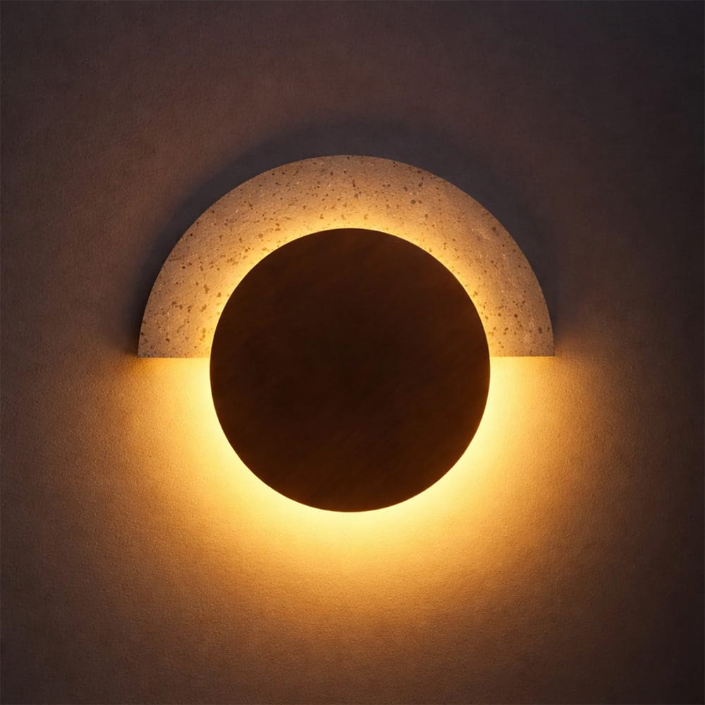 Interior Wall Light / Sconce Eclipse Natural Stone & Wood Wall Light