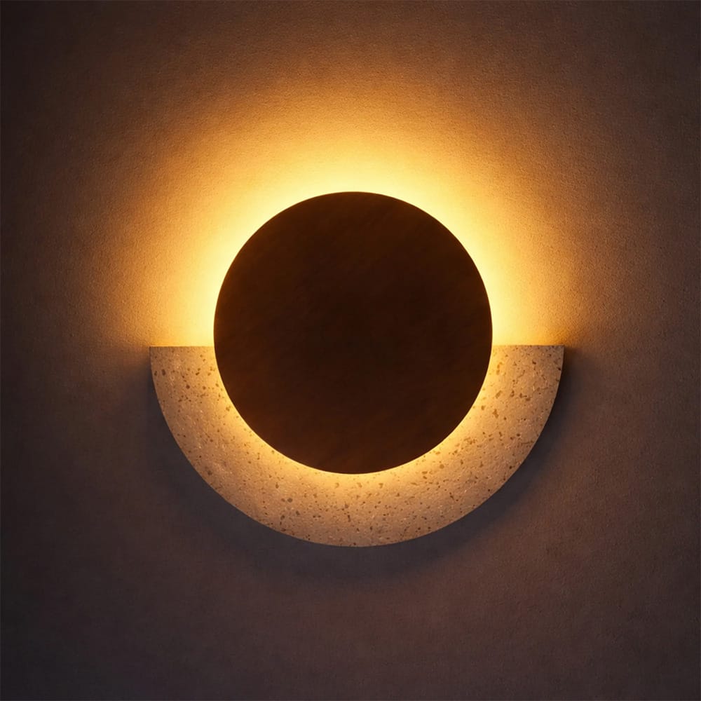 Interior Wall Light / Sconce Eclipse Natural Stone & Wood Wall Light