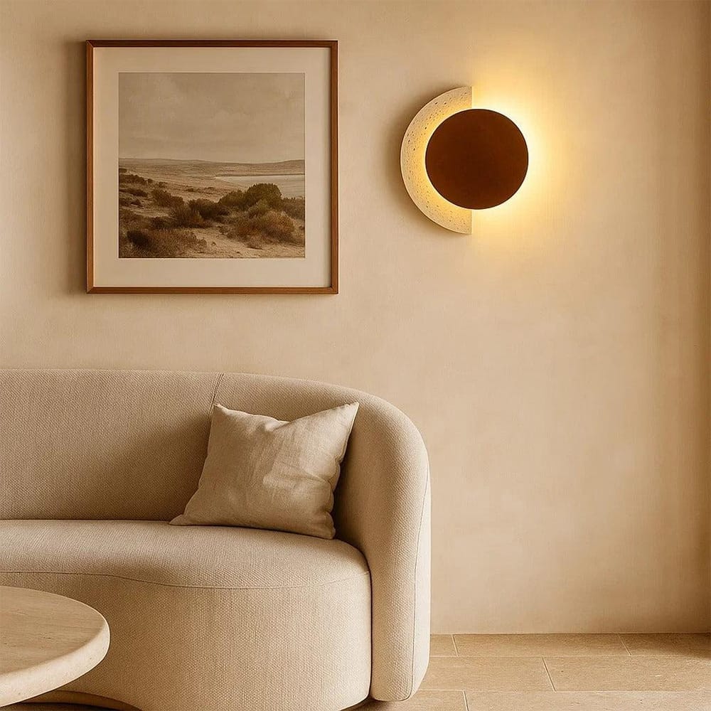 Interior Wall Light / Sconce Eclipse Natural Stone & Wood Wall Light