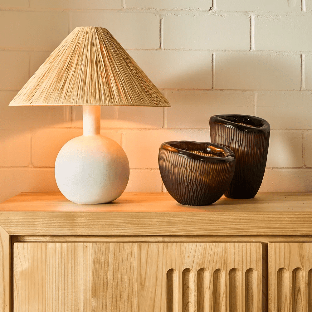 Table Lamps Esta Lamp Small White with Raffia Shade