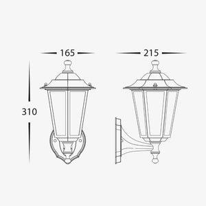 Exterior Wall Light Fibra Aluminium Black 6 Panel Coach Wall Light