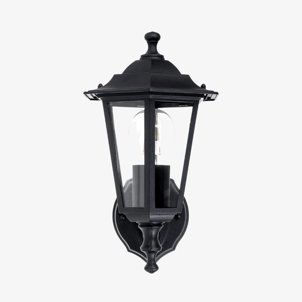 Exterior Wall Light Fibra Aluminium Black 6 Panel Coach Wall Light