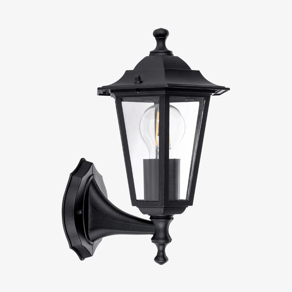 Exterior Wall Light Fibra Aluminium Black 6 Panel Coach Wall Light