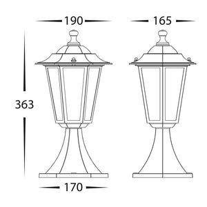 Pillar Mount Fibra Aluminium Black 6 Panel Pillar Light
