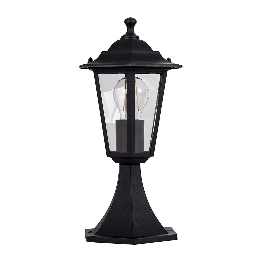 Pillar Mount Fibra Aluminium Black 6 Panel Pillar Light