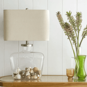 Table Lamps Fillable Bottle Lamp with Linen Shade
