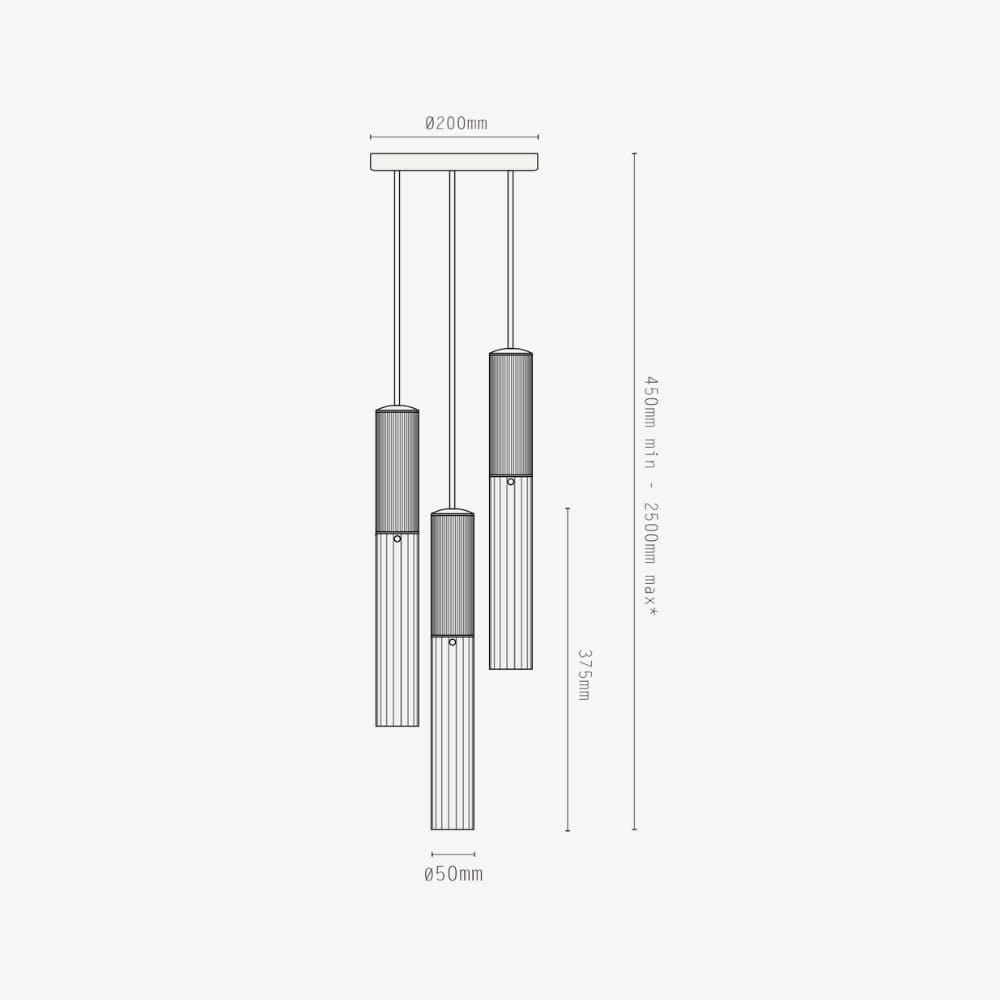 Interior Pendant Flume 50 Pendant - 3 Drop Grouping