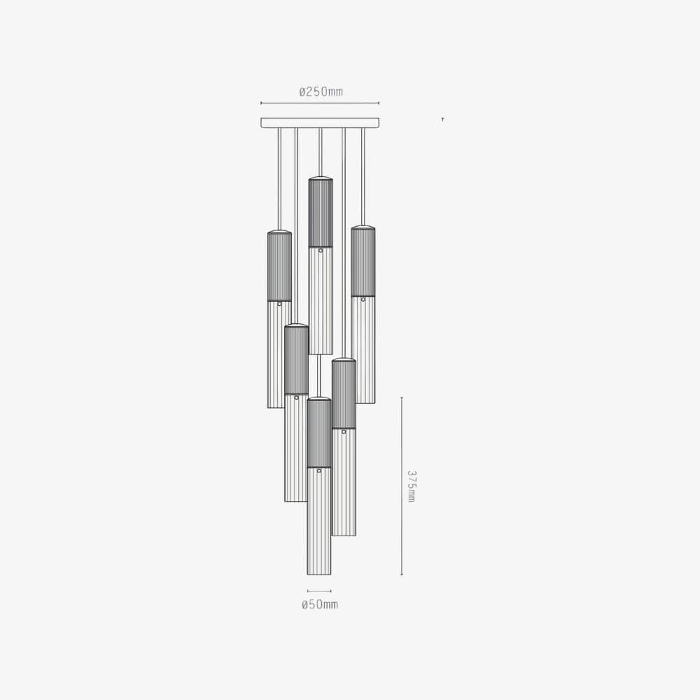 Interior Pendant Flume 50 Pendant - 6 Drop Grouping