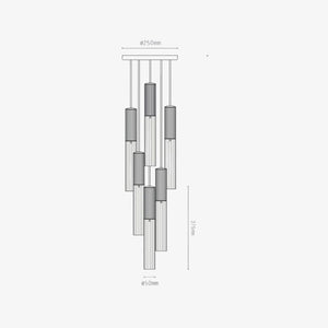 Interior Pendant Flume 50 Pendant - 6 Drop Grouping