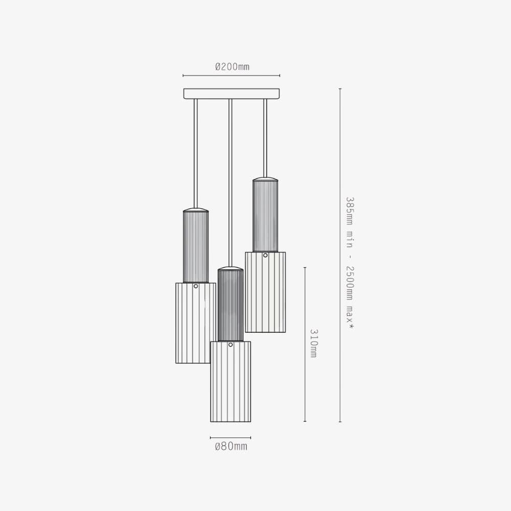 Interior Pendant Flume 80 Pendant - 3 Drop Grouping
