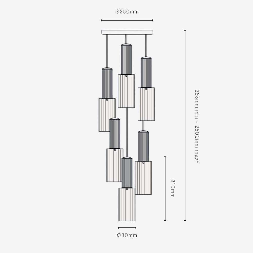 Interior Pendant Flume 80 Pendant - 6 Drop Grouping