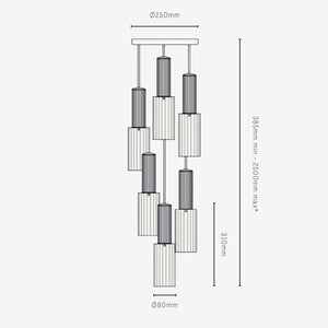 Interior Pendant Flume 80 Pendant - 6 Drop Grouping