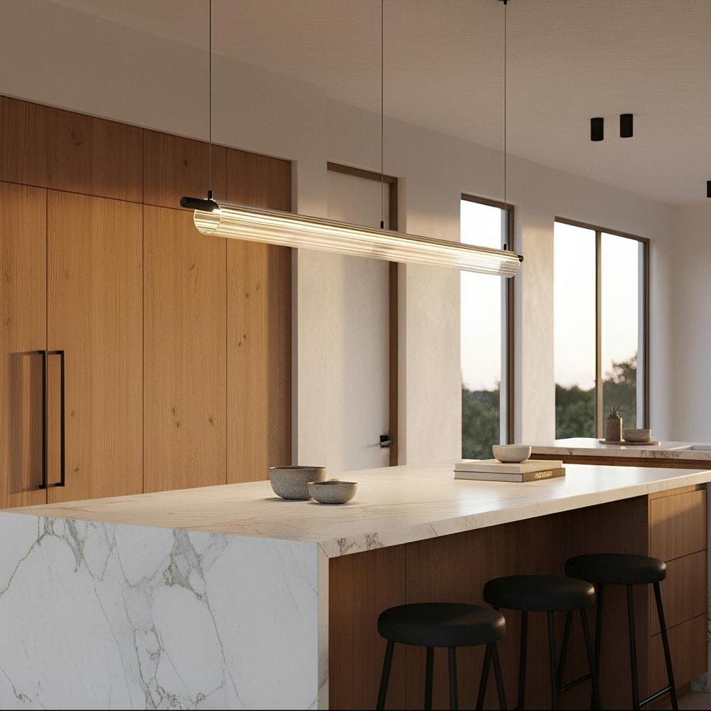 Linear Pendant Flute Glass Linear Pendant Light
