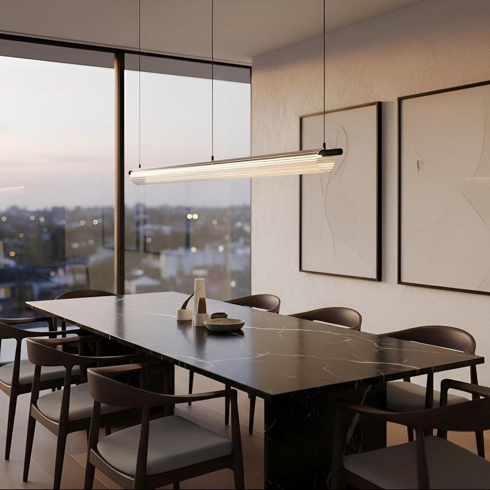 Linear Pendant Flute Glass Linear Pendant Light