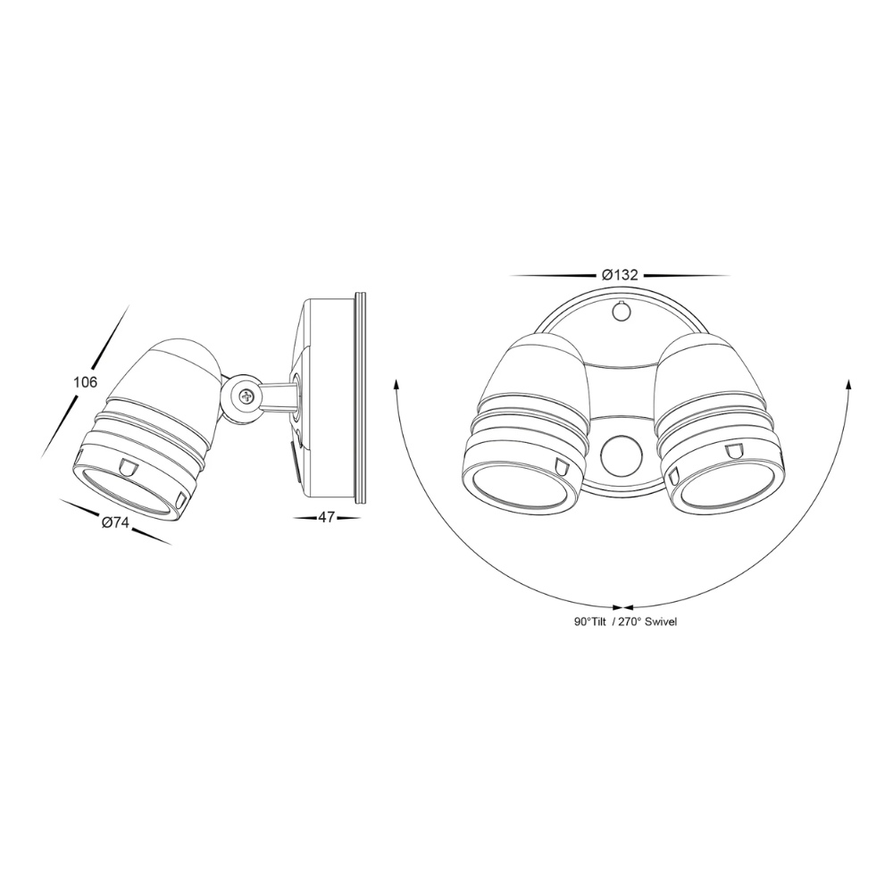Sensor Lights FOCUS - Double Adjustable Wall Light with Sensor