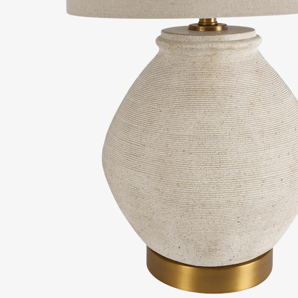 Table Lamps Forbes White Sandstone Table Lamp & Linen Shade