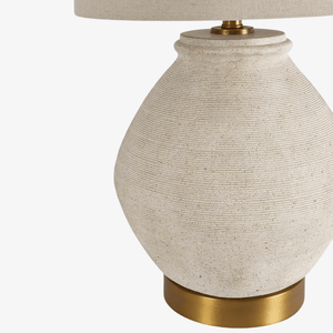 Table Lamps Forbes White Sandstone Table Lamp & Linen Shade