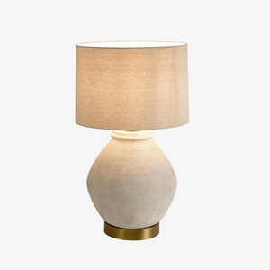 Table Lamps Forbes White Sandstone Table Lamp & Linen Shade