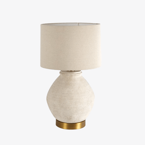 Table Lamps Forbes White Sandstone Table Lamp & Linen Shade