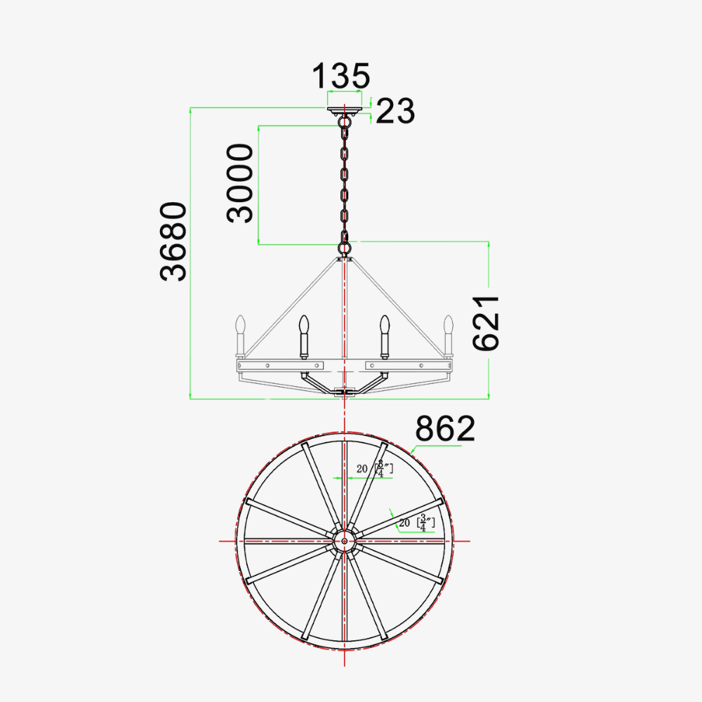 Interior Pendant Funale with 8 Lights Pendant