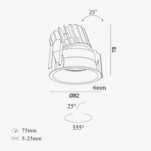 Recessed Fuoco Round Trim Adjustable CNC