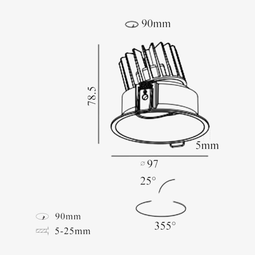 Recessed Fuoco Round Trim Adjustable