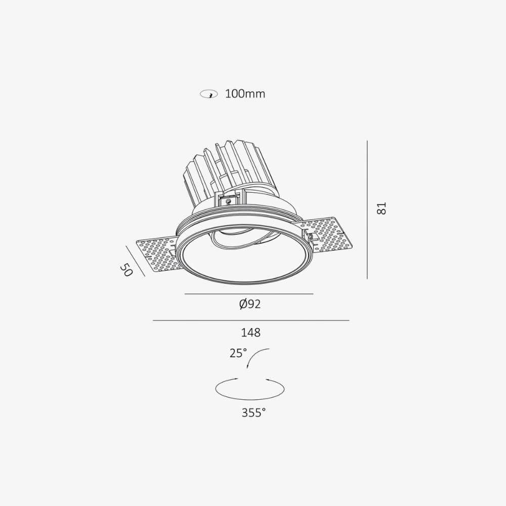 Surface Mounted Fuoco Round Trimless Adjustable