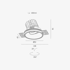 Surface Mounted Fuoco Round Trimless Adjustable