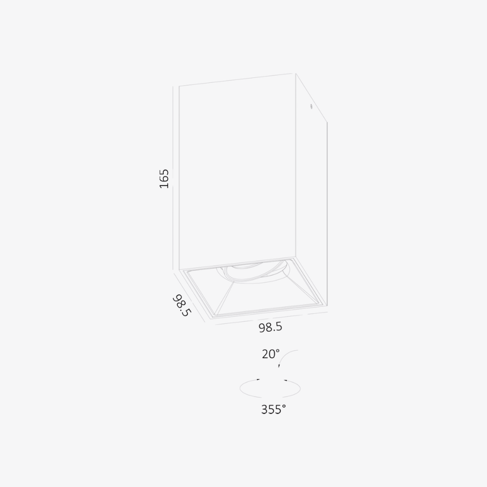 Surface Mounted Fuoco Square Surface Adjustable
