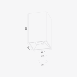 Surface Mounted Fuoco Square Surface Adjustable